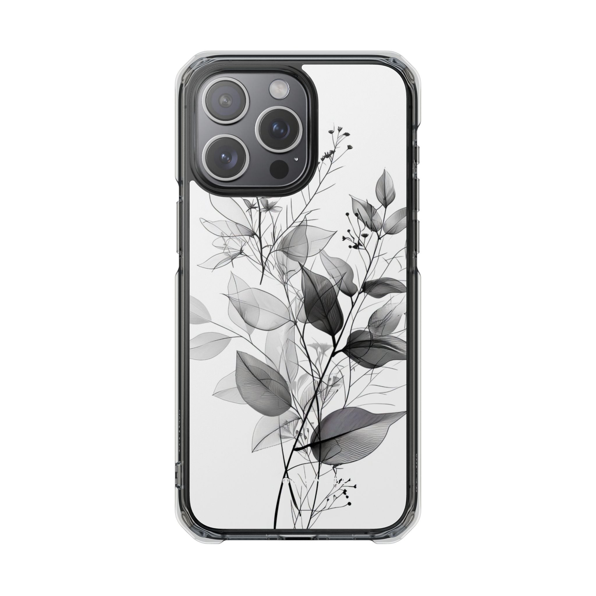 Monochrome Floral Elegance iPhone 15 - Clear Impact Phone Case