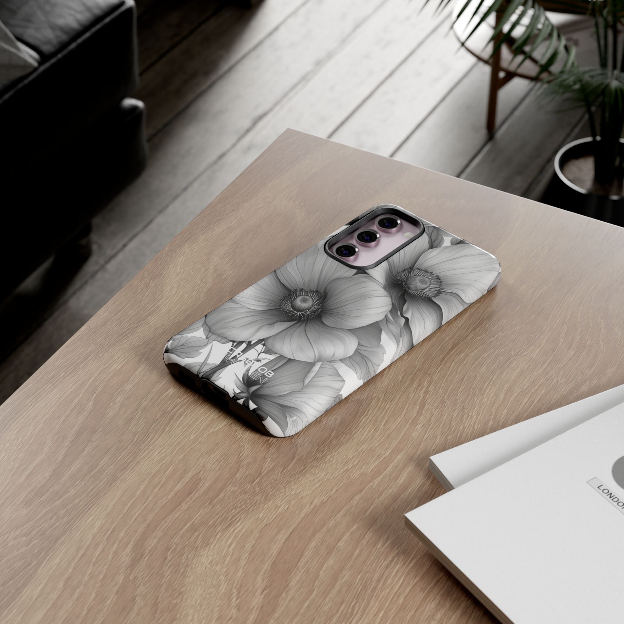 Grayscale Floral Harmony Samsung S23 - Tough
