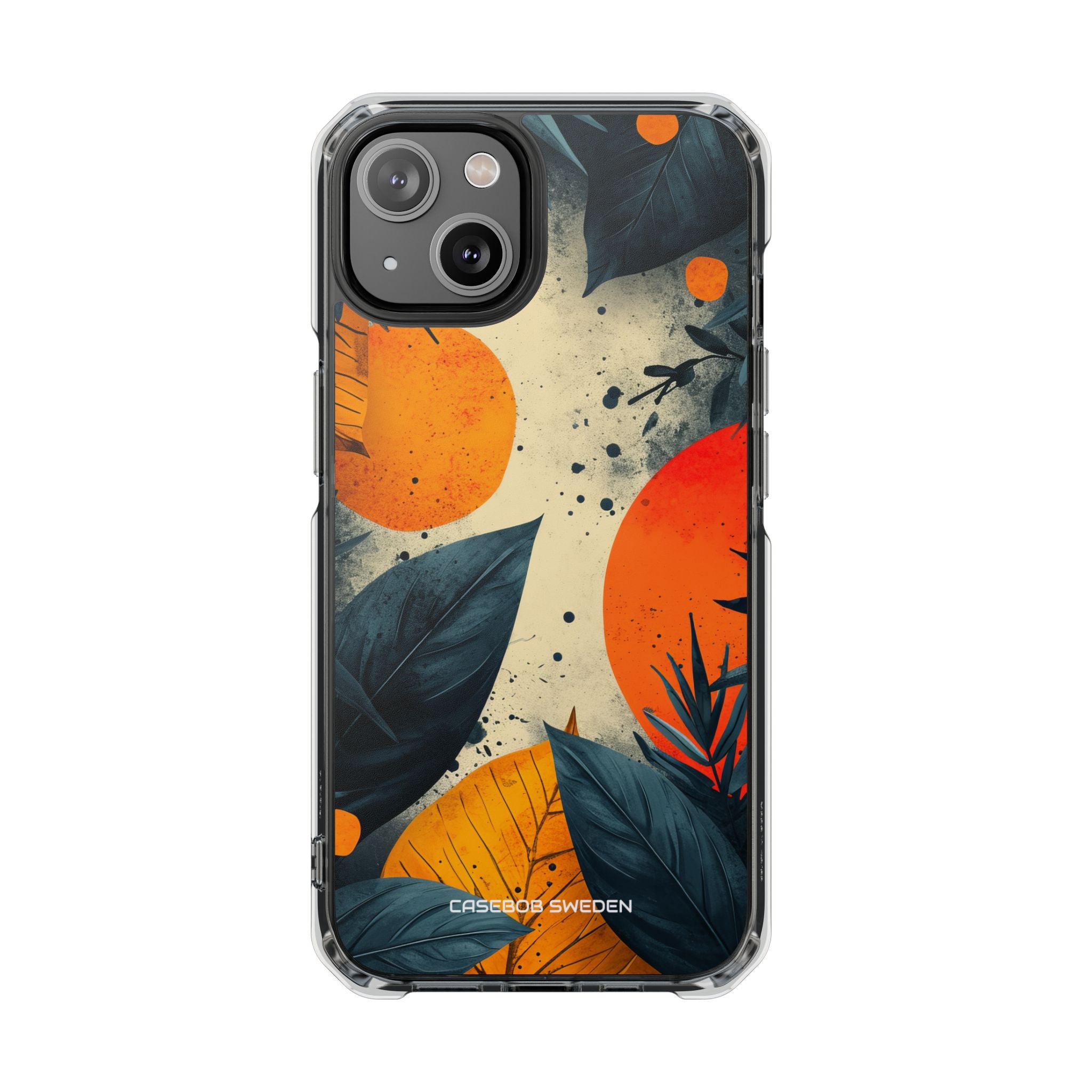 Tropical Blue Leaves - Clear Impact iPhone 14 Phone Case