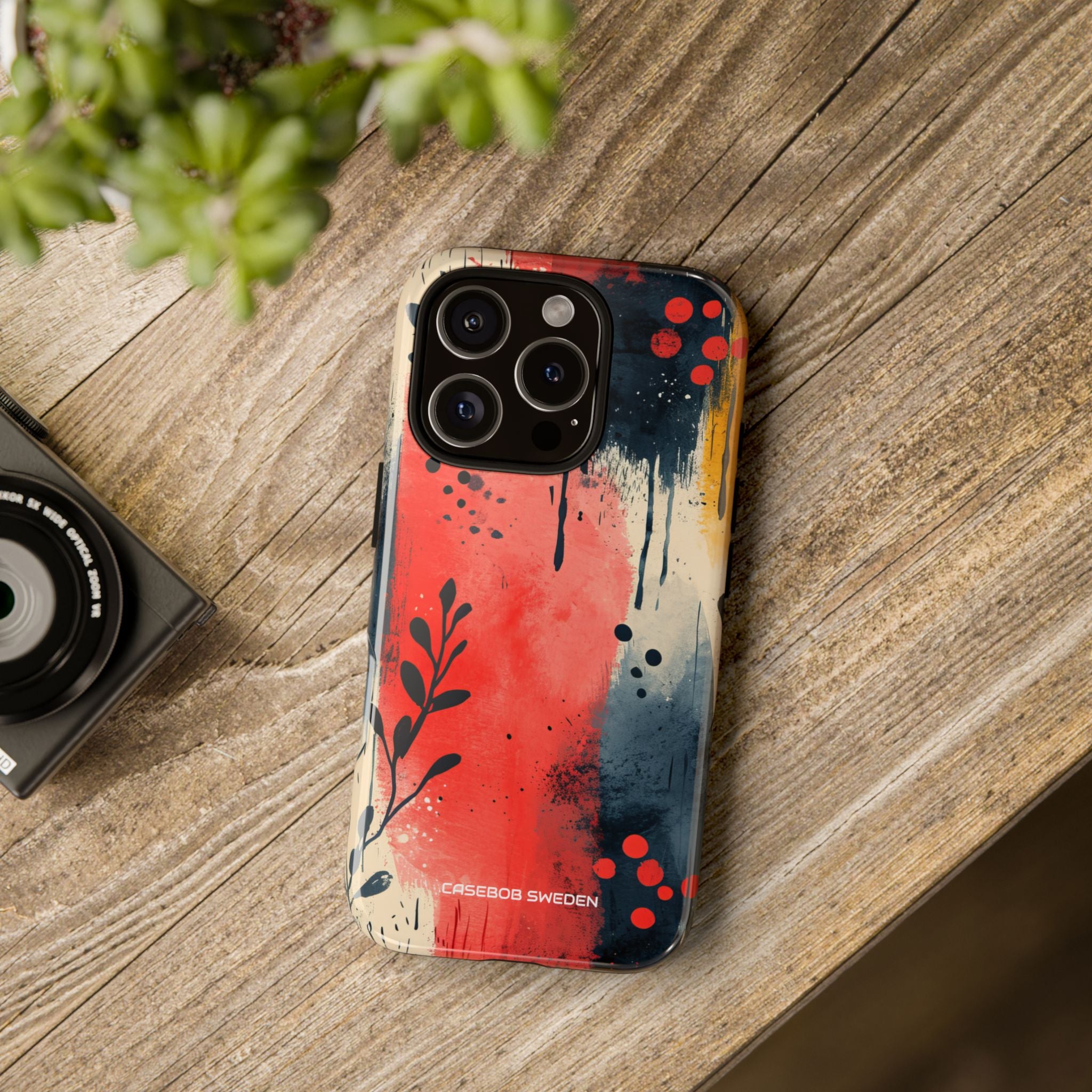 Red Blue Abstract Florals - Tough iPhone 16 Phone Case