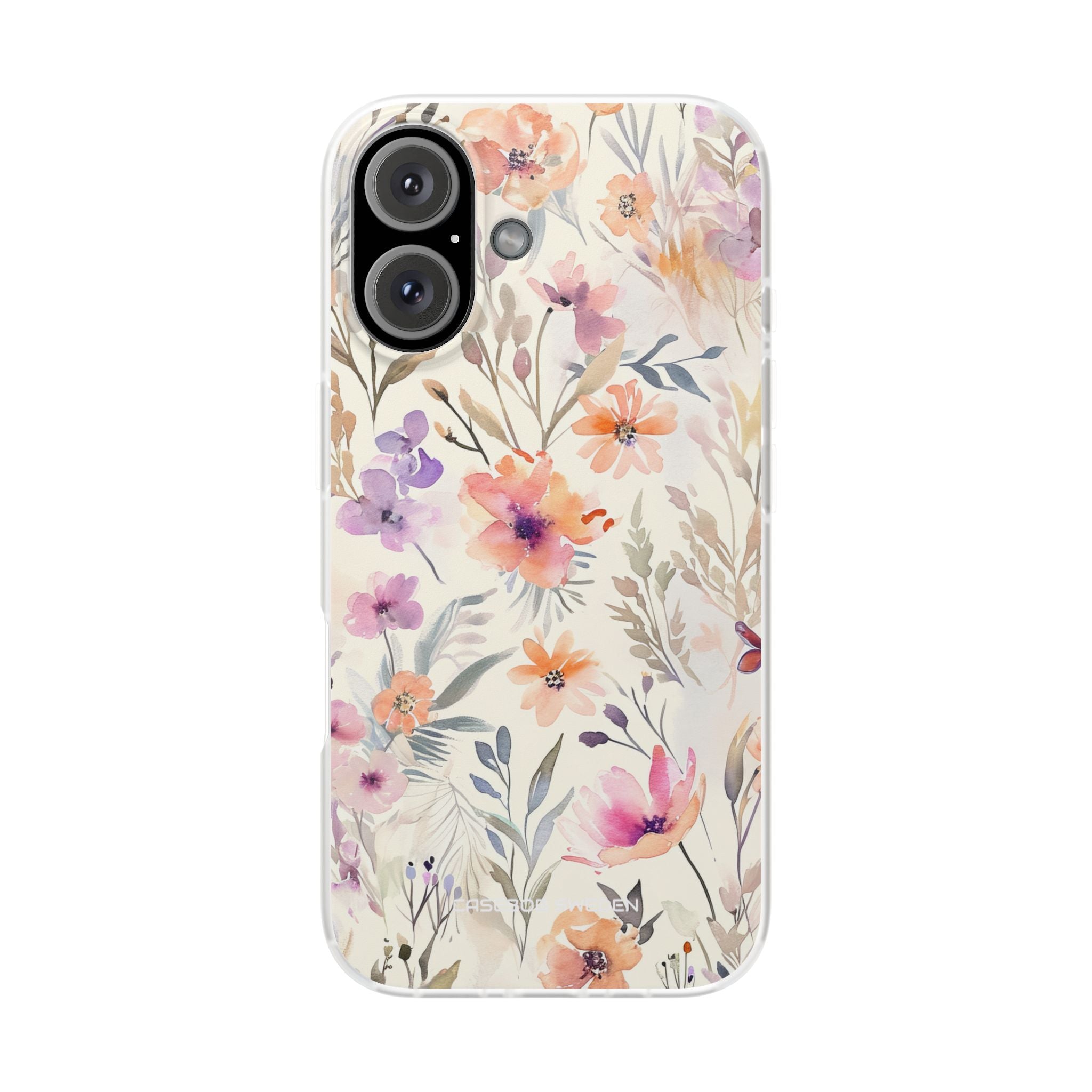 Soft Pink Floral Watercolor Design - Flexi iPhone 16 Phone Case