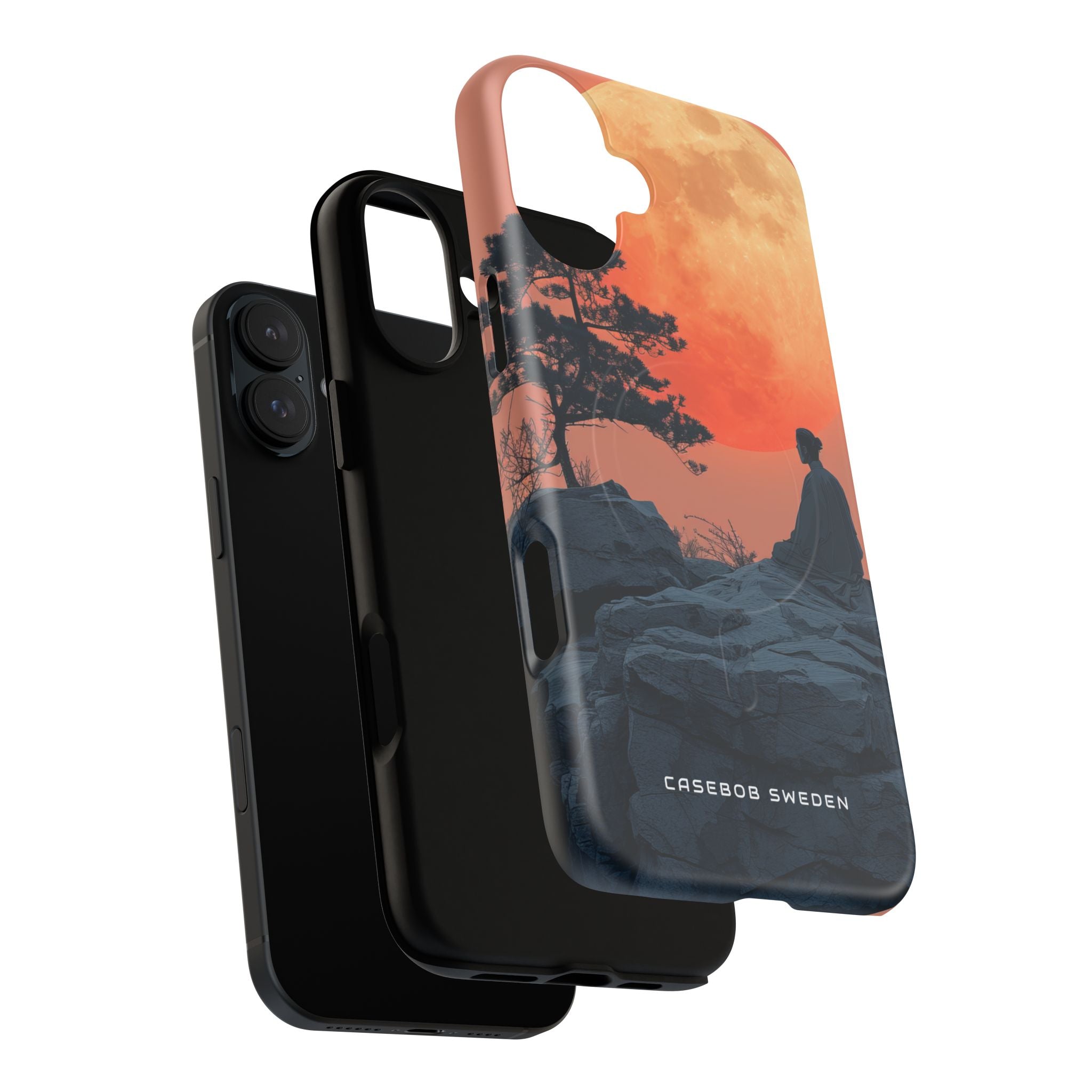 Zen Tranquility Under a Red Moon iPhone 16 | Tough+ Phone Case