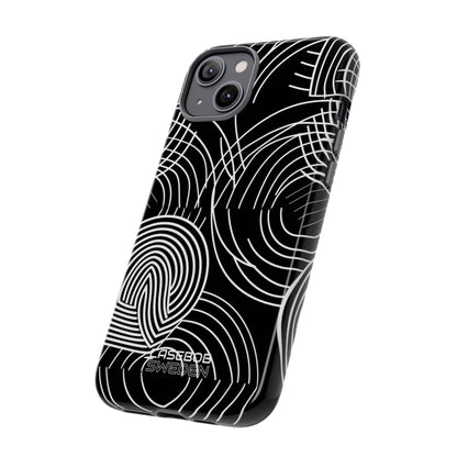 Monochrome Spiral Curves iPhone 14 - Tough