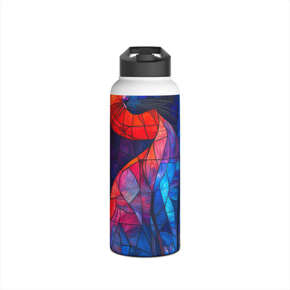 Stained Glass Cat - Stainless Steel Water Bottle