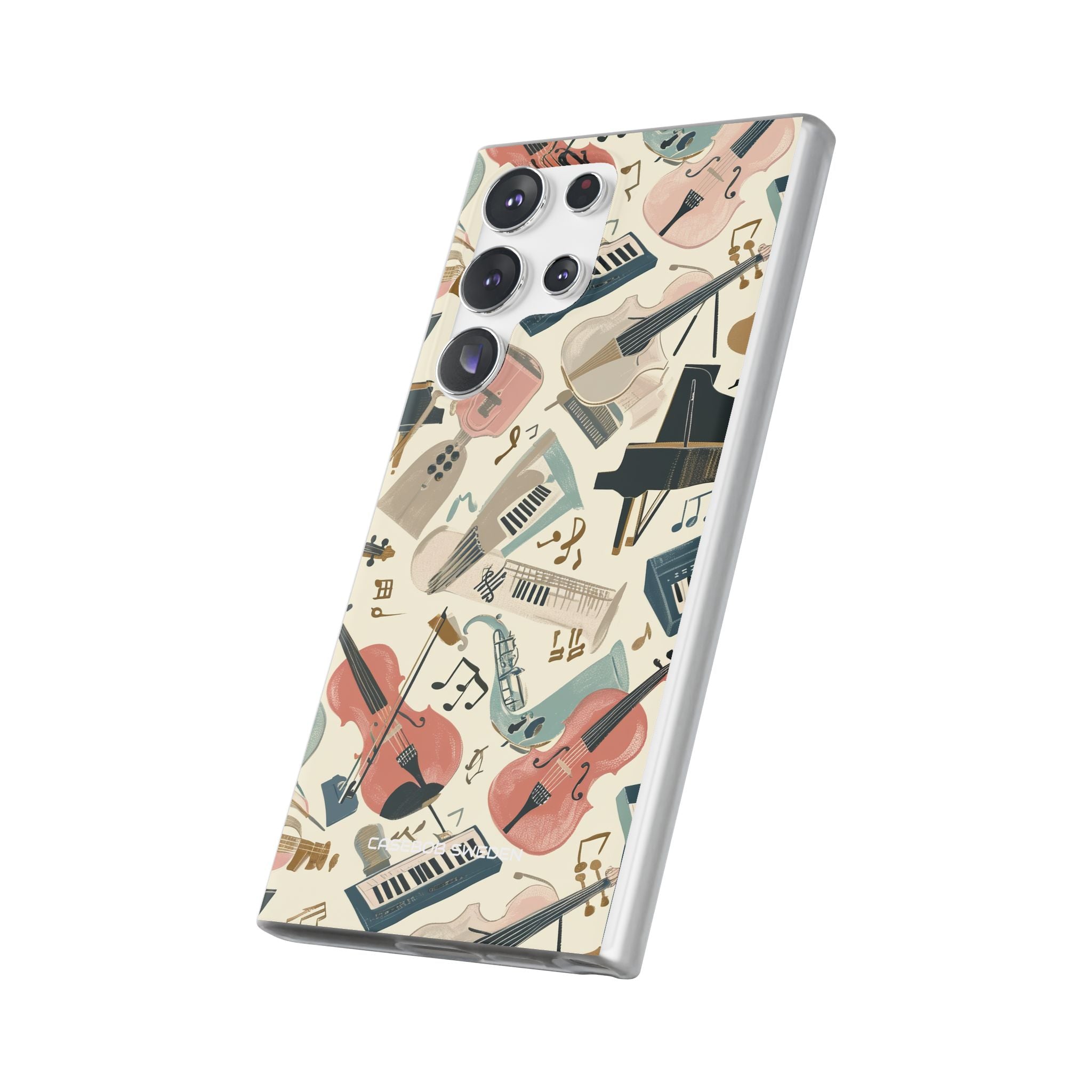 Beige Musical Instruments Pattern - Flexi Samsung S23 Phone Case