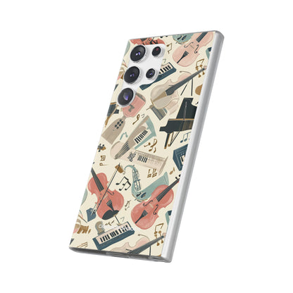 Beige Musical Instruments Pattern - Flexi Samsung S23 Phone Case