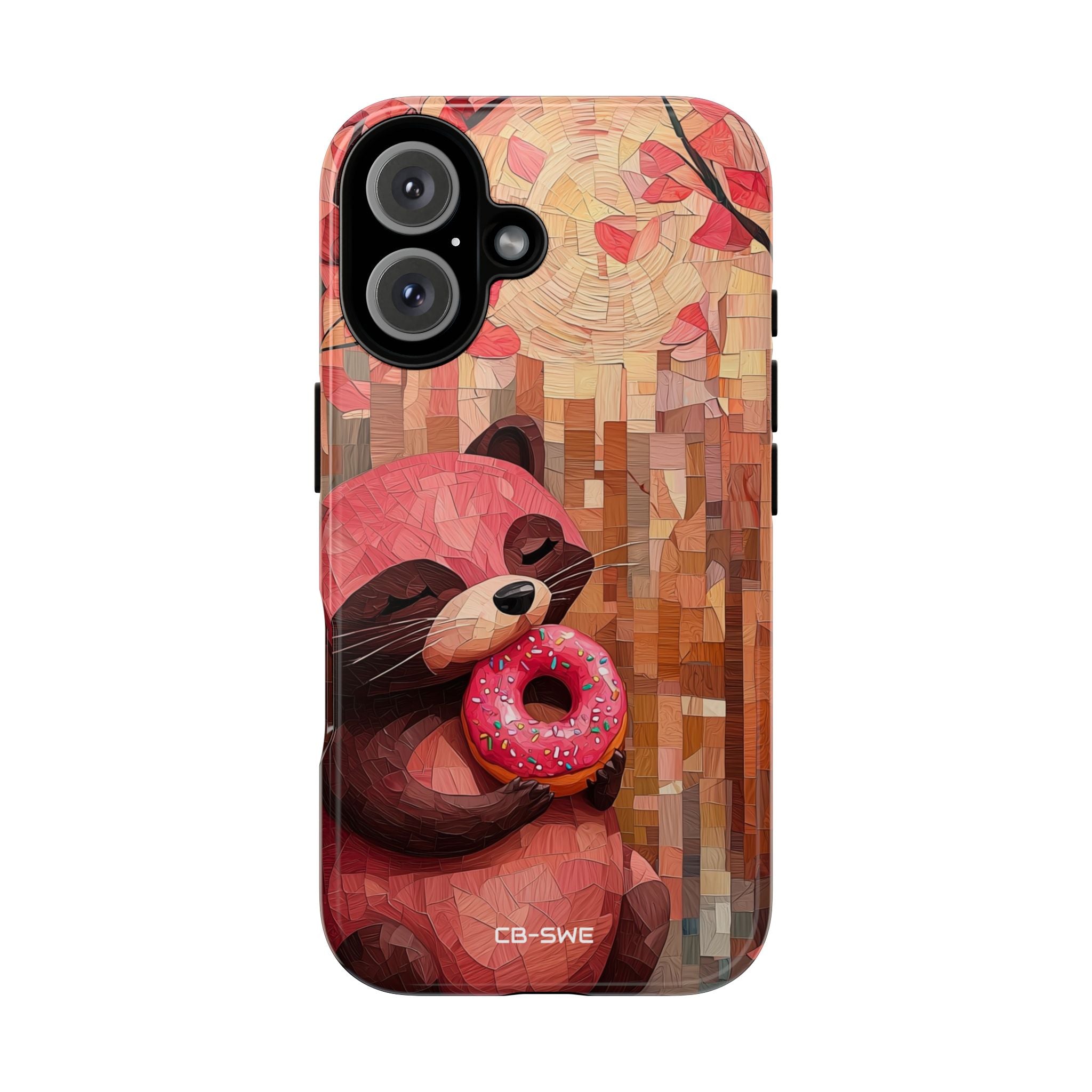 Raccoon Holds Donut - iPhone Case