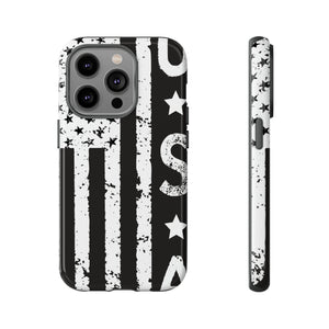 Black n White U.S Flag - Protective Phone Case