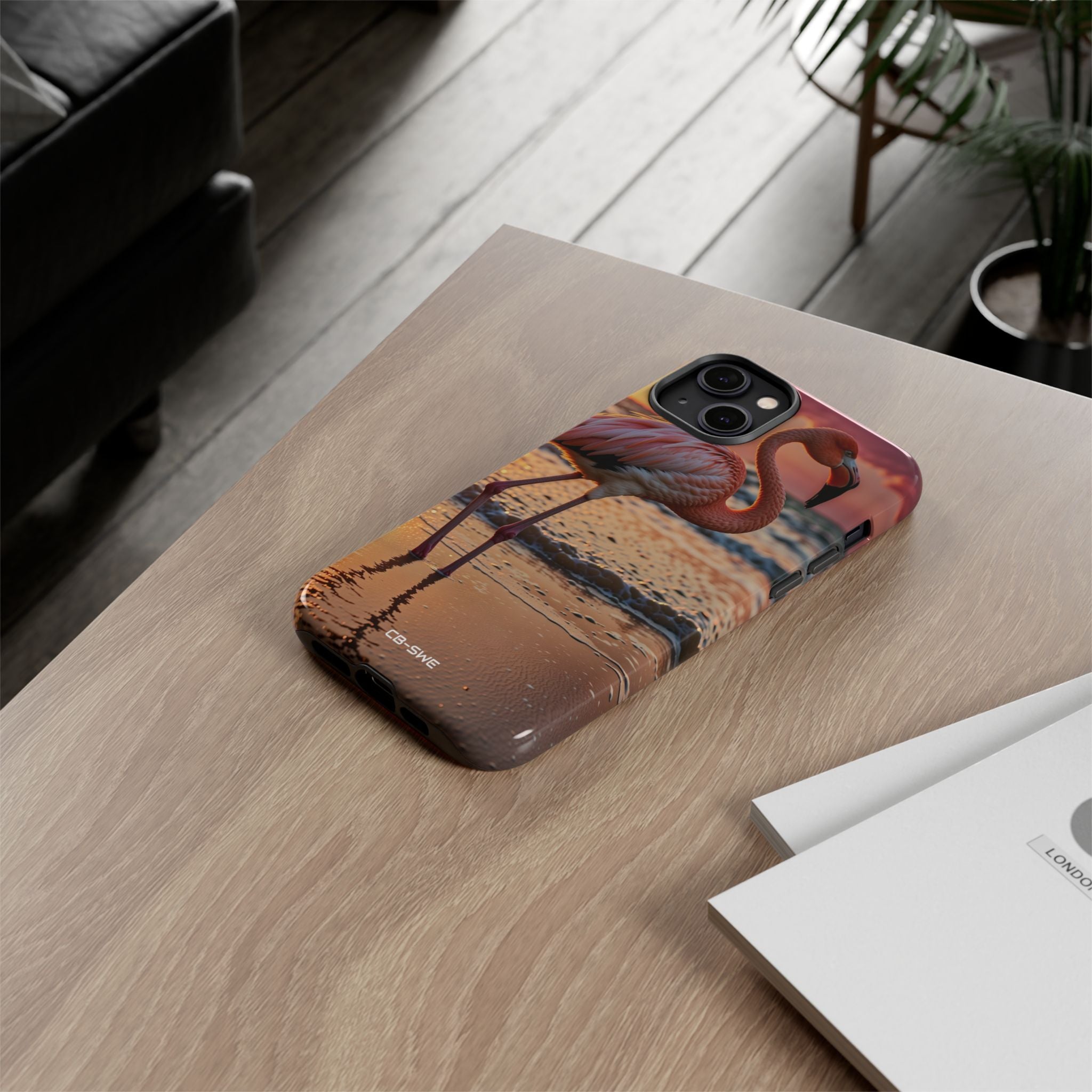 Sunset Flamingo Stand - iPhone Case