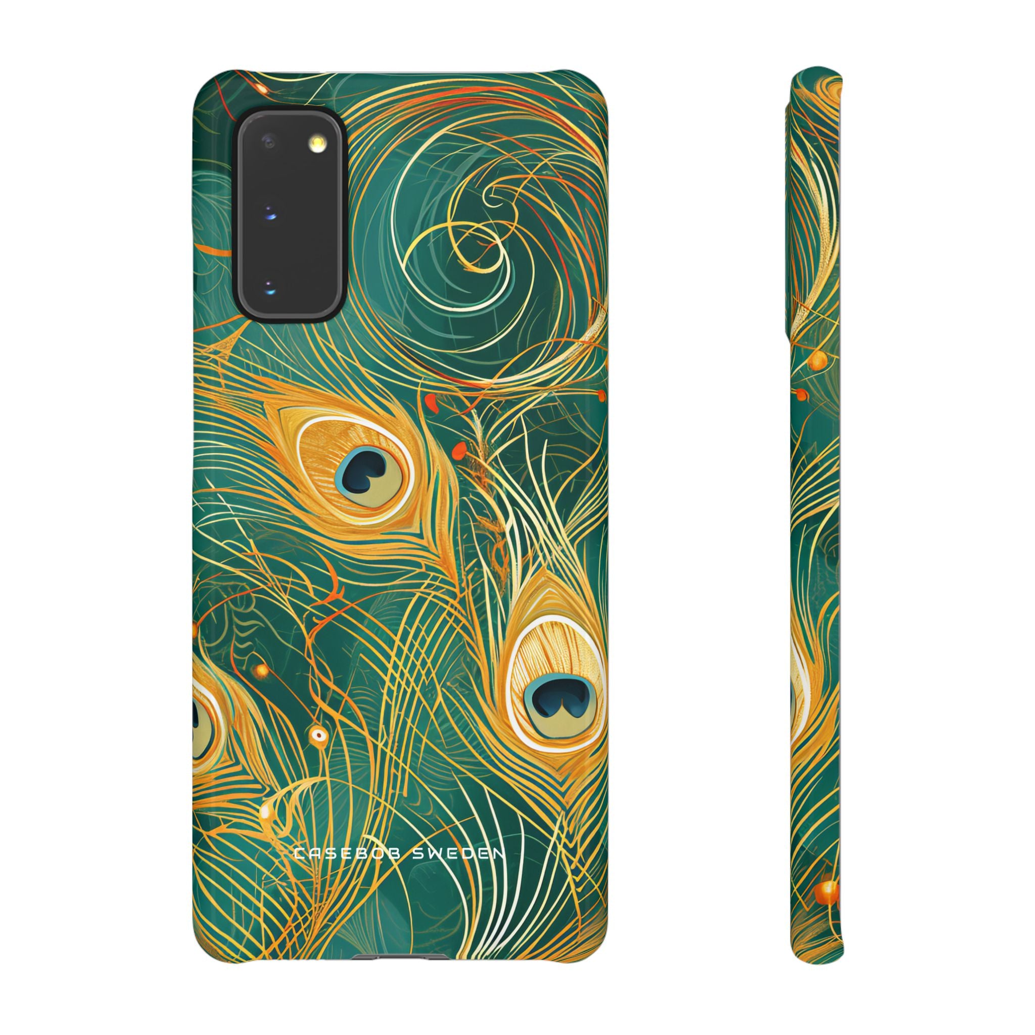 Peacock Elegance in Teal and Gold Samsung S20 - Slim Phone Case