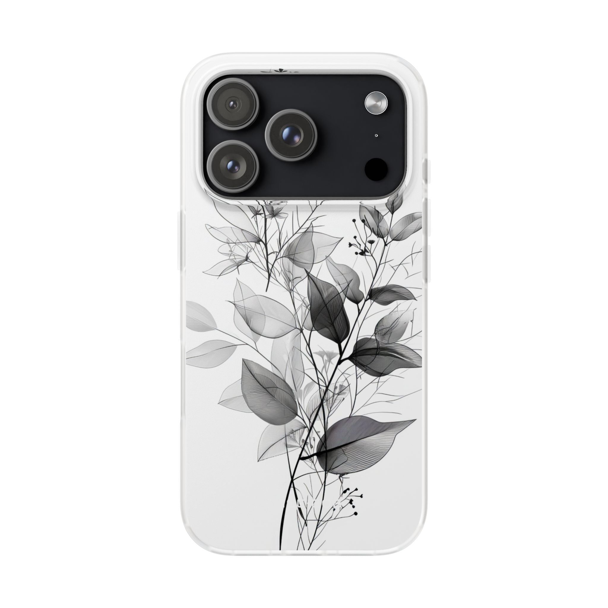 Veined Leaves Gray iPhone 17 Pro Case - Soft