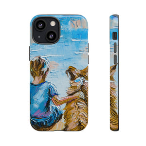 Boy with Dog - Protective Phone Case