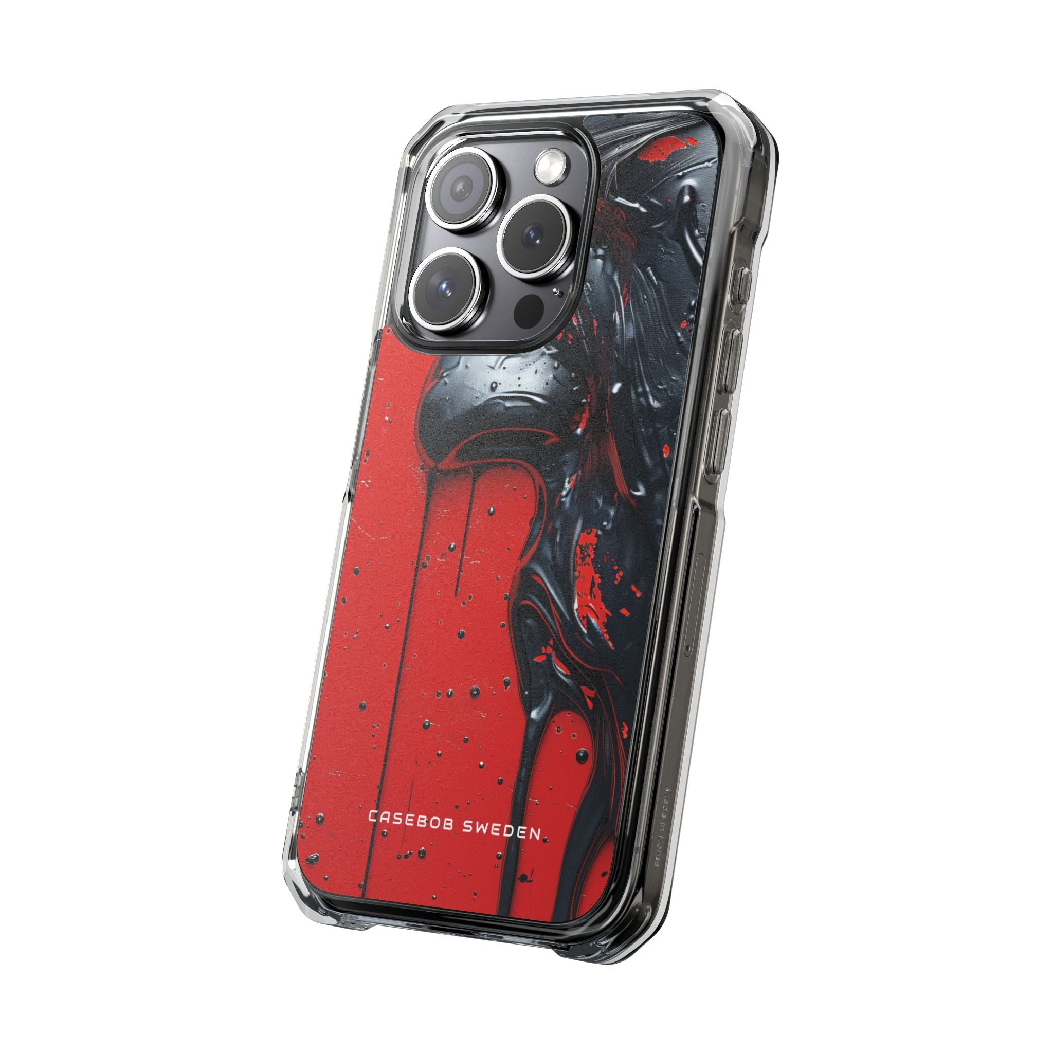 Textured Crimson Bloom iPhone 15 - Clear Impact Phone Case