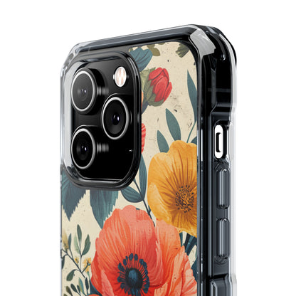 Vibrant Botanical Poppies - Clear Impact iPhone 14 Phone Case