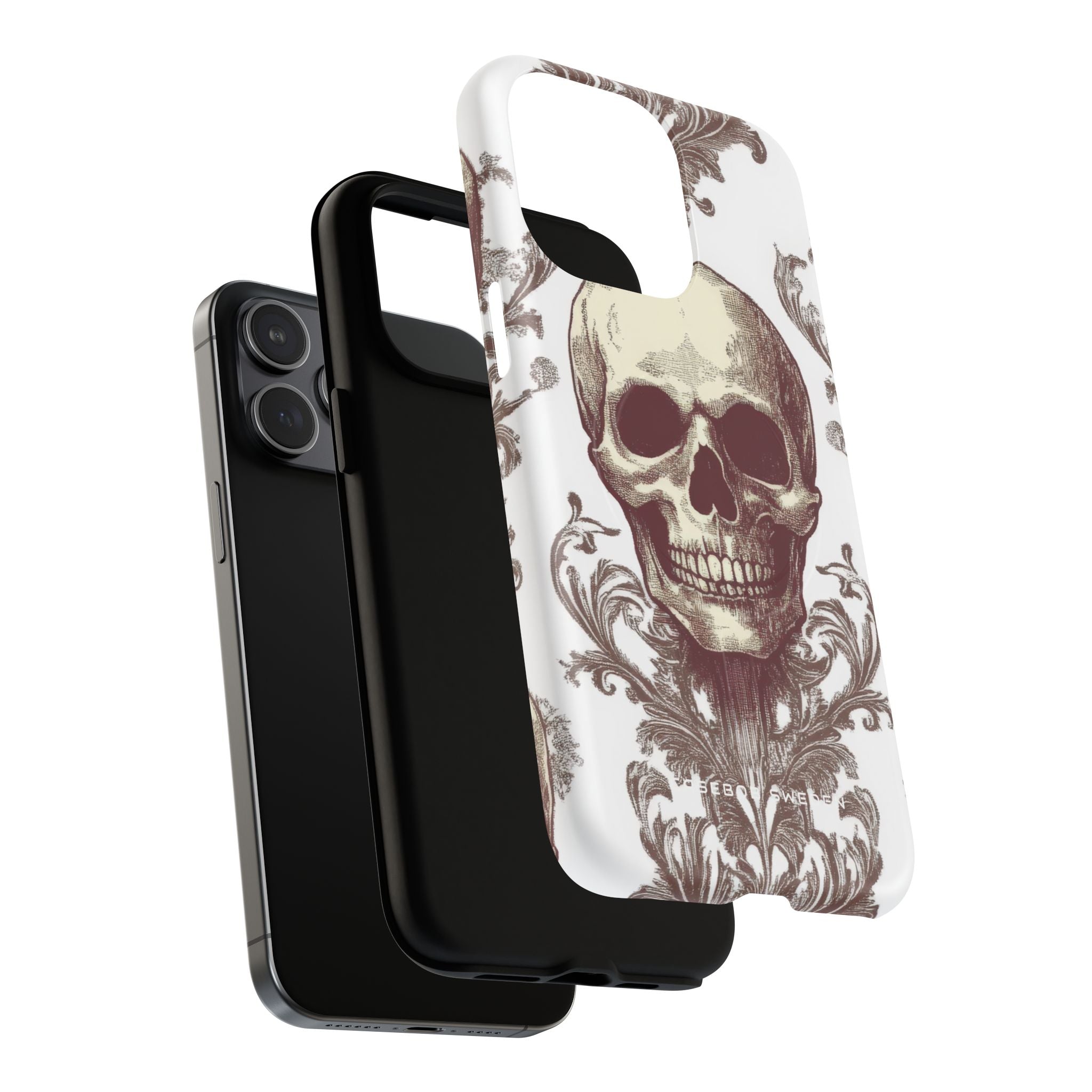 Gothic Skulls and Ornate Foliage iPhone 15 | Tough+ Phone Case