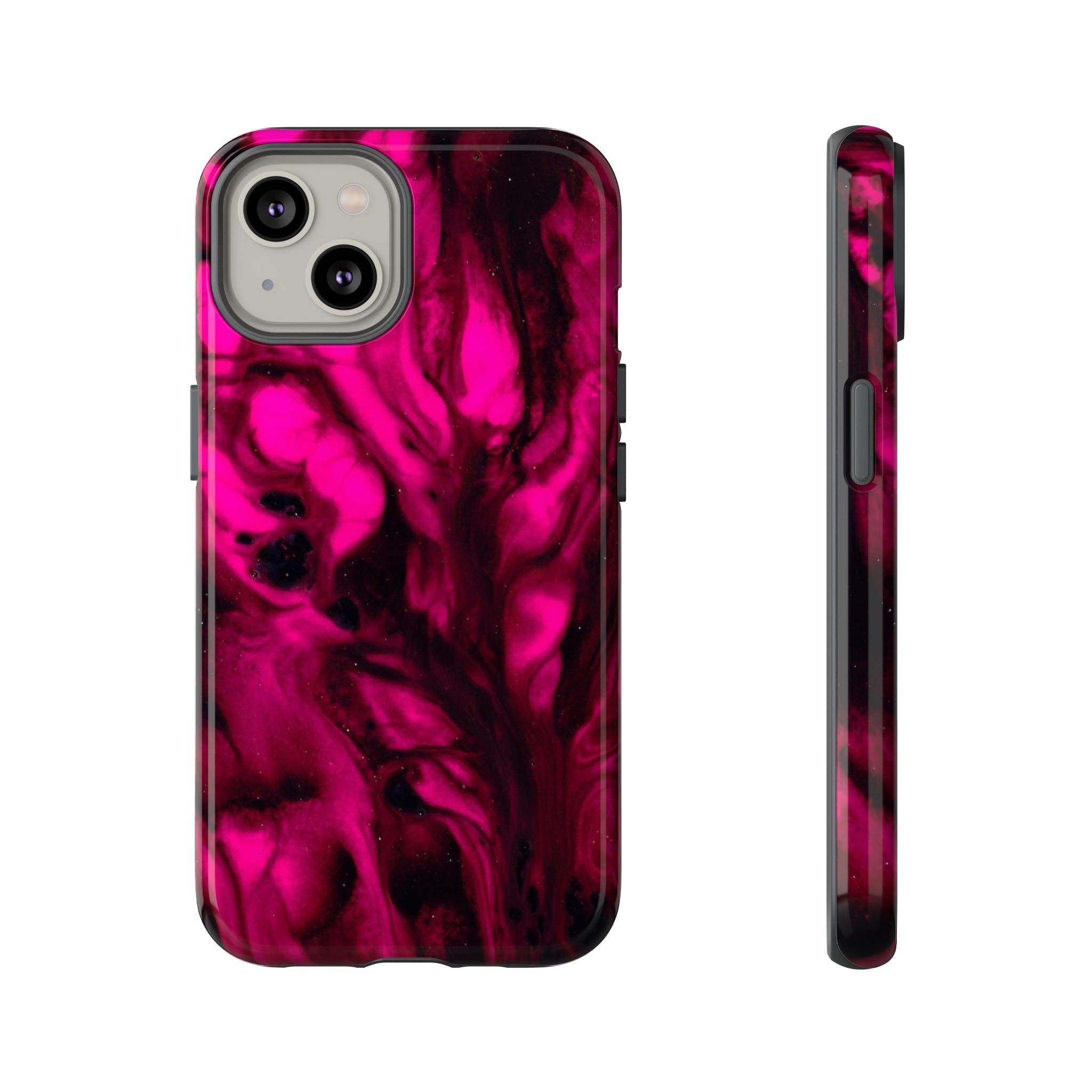 Bright Pink Ink Art iPhone Case (Protective) iPhone 14 Glossy Phone Case