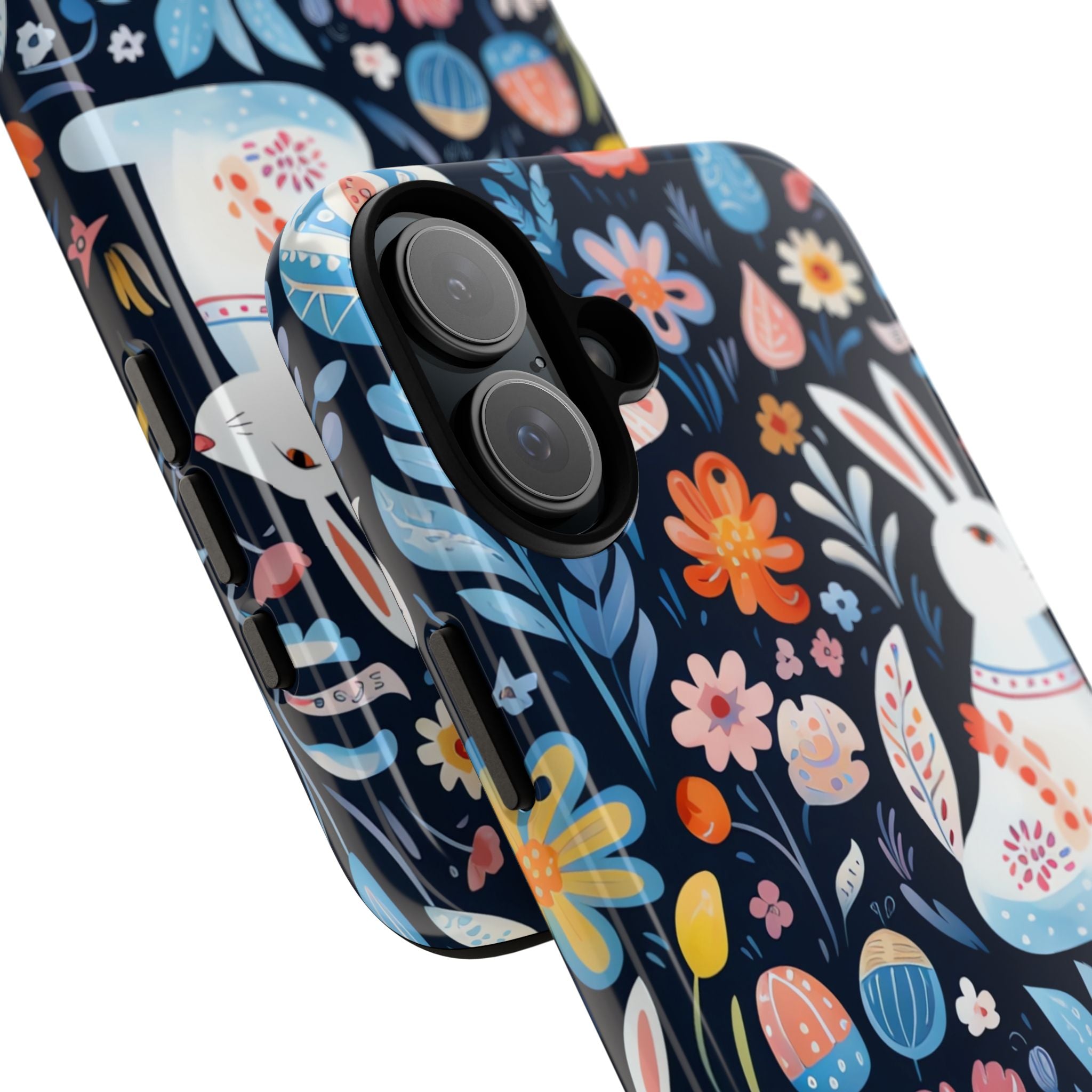 Bunnies Play Among Flowers - iPhone Case