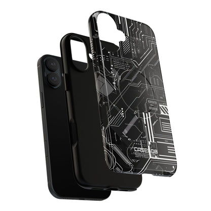 Futuristisches Schaltkreisgitter iPhone 16 - Tough+