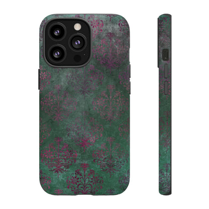 Green Damask Gothic Flower - Protective Phone Case