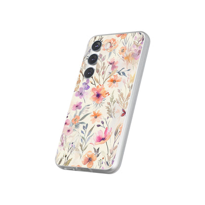 Soft Pink Floral Watercolor Design - Flexi Samsung S23 Phone Case