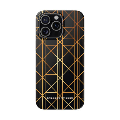 Golden Geometric Elegance iPhone 15 - Flexi Phone Case