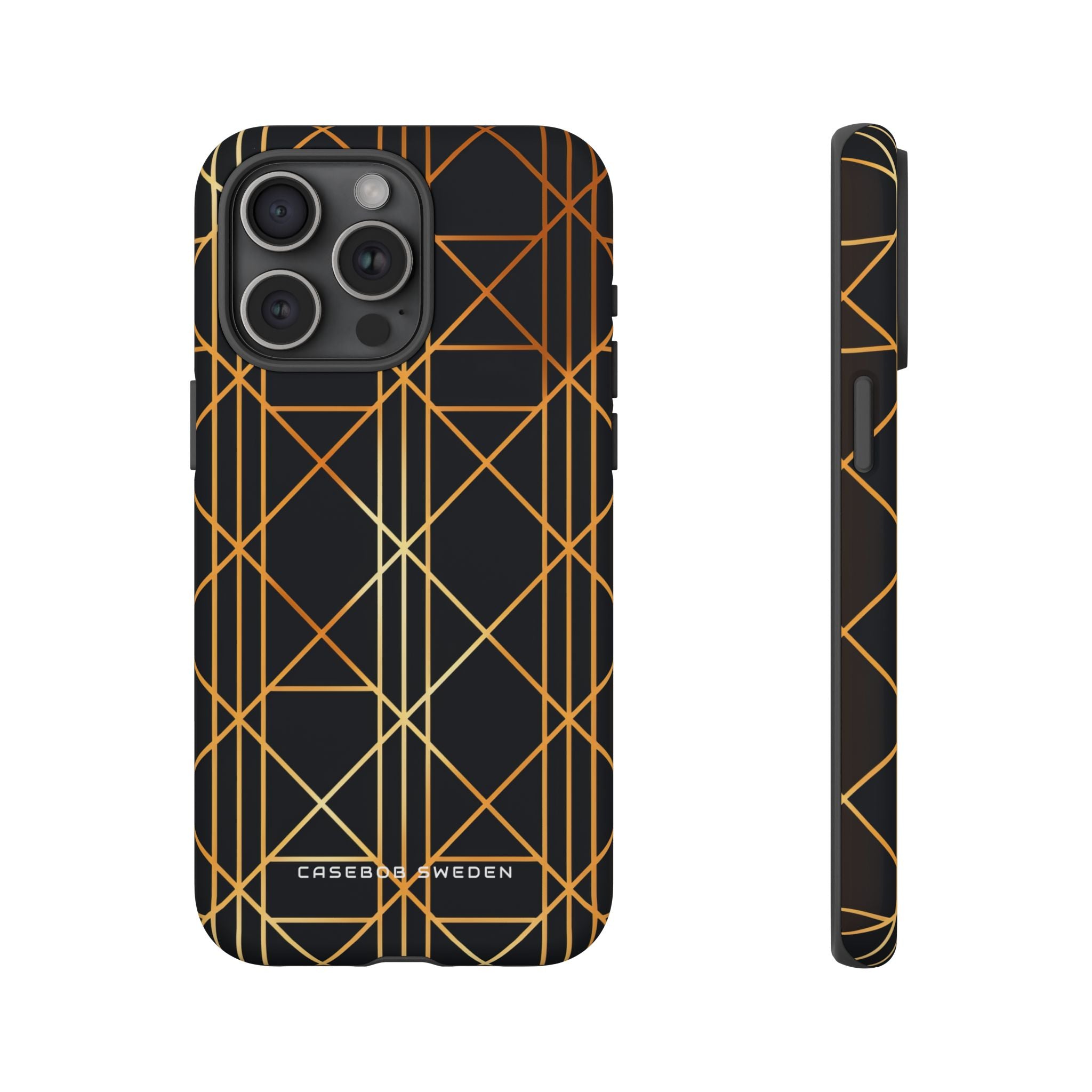 Golden Geometric Elegance iPhone 15 - Tough Phone Case