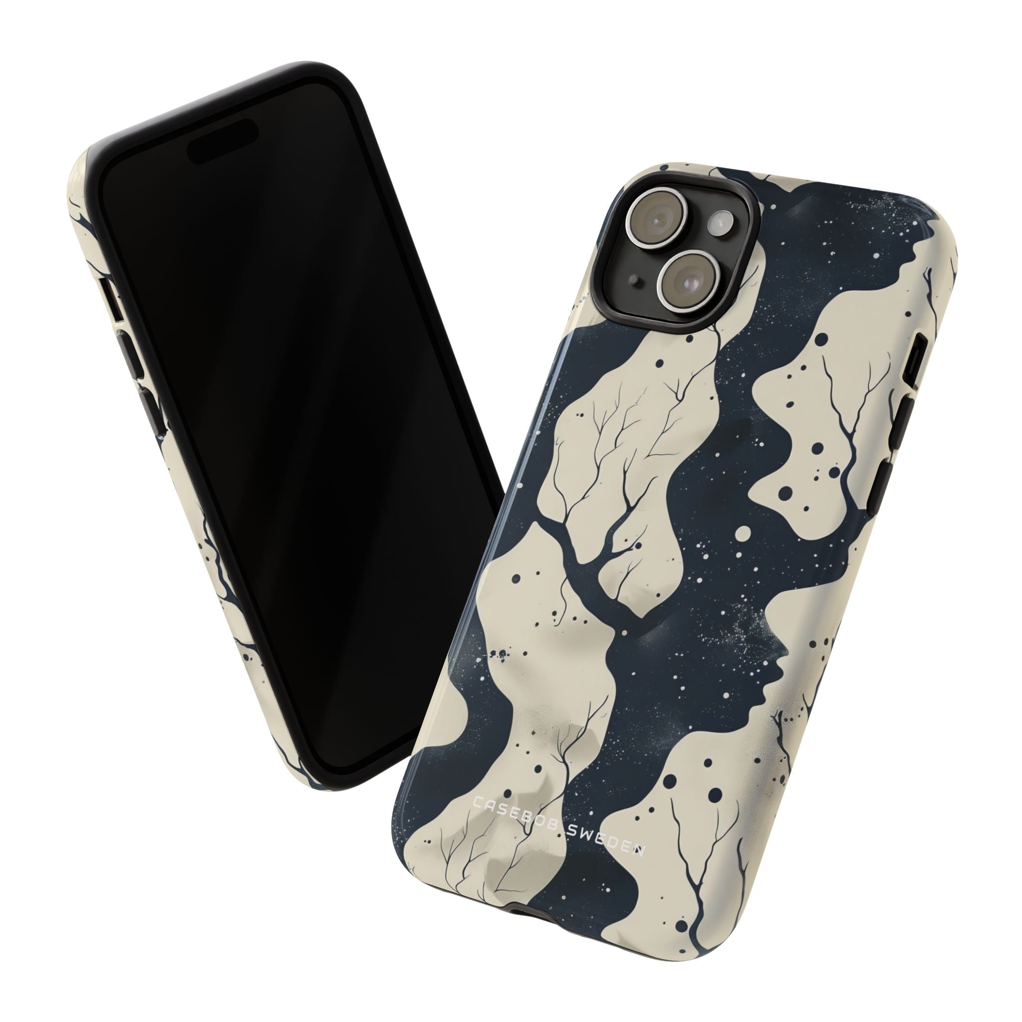 Organic Fluid Silhouettes with Cosmic Depth iPhone 15 - Tough Phone Case