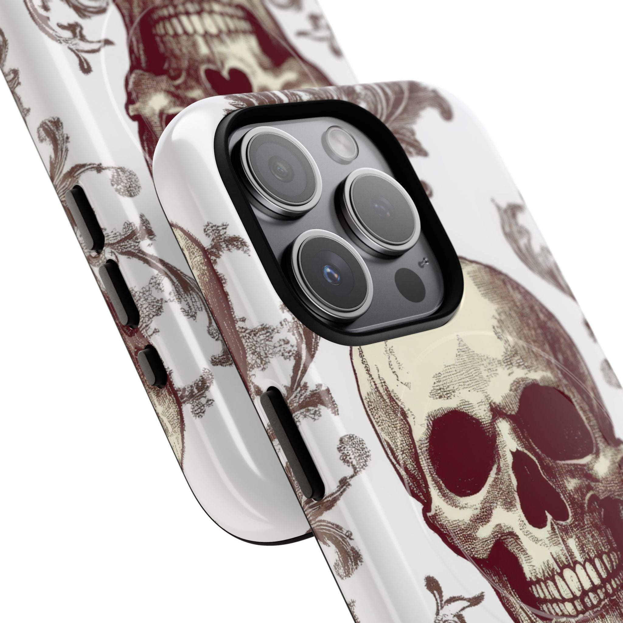 Gothic Skulls and Ornate Foliage iPhone 15 | Tough+ Phone Case