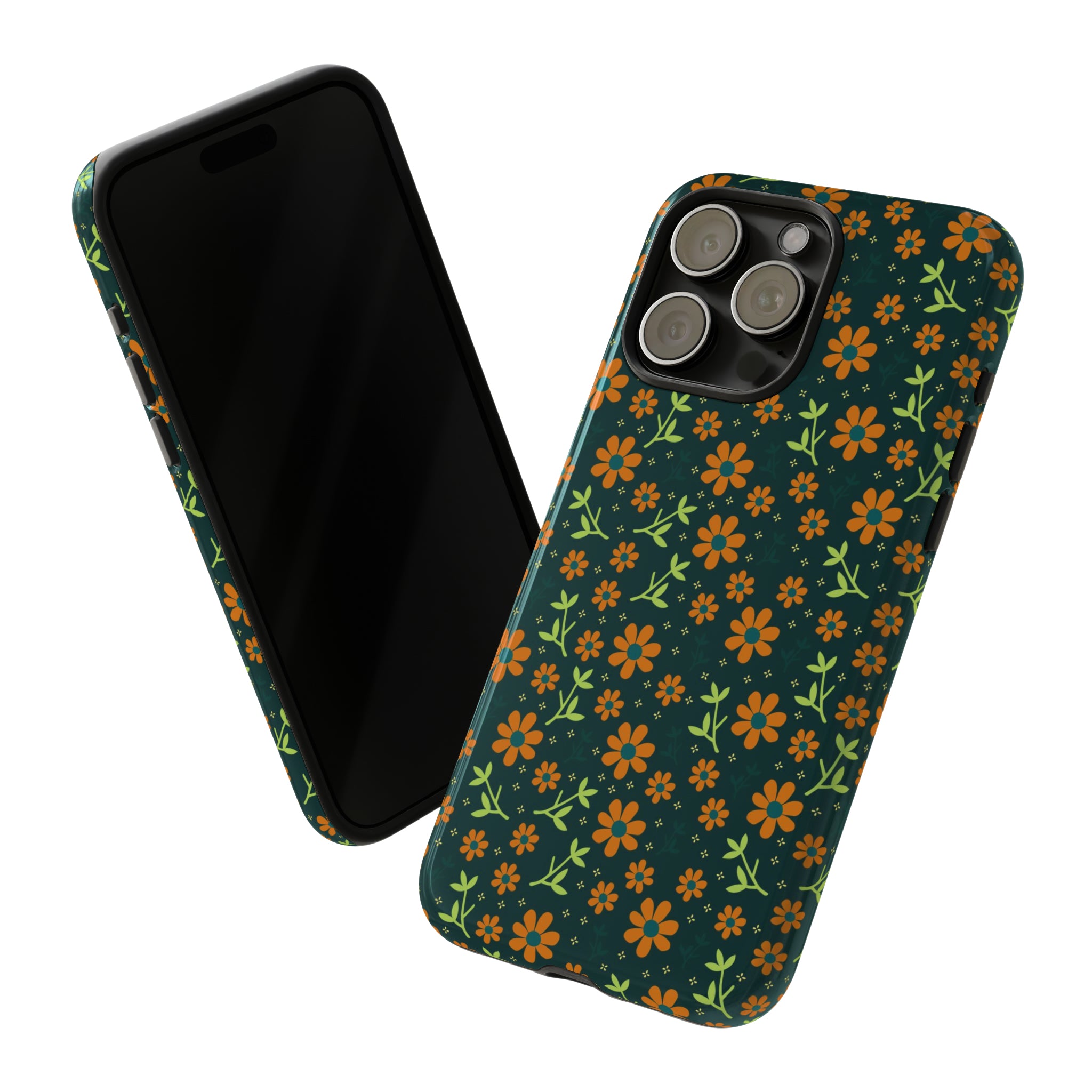 Green Flower Pattern - Protective Phone Case