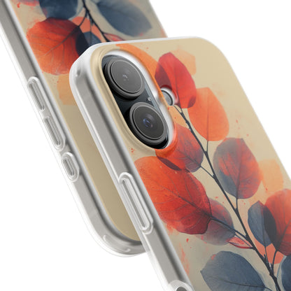 Orange Gray Leaves - Flexi iPhone 16 Phone Case