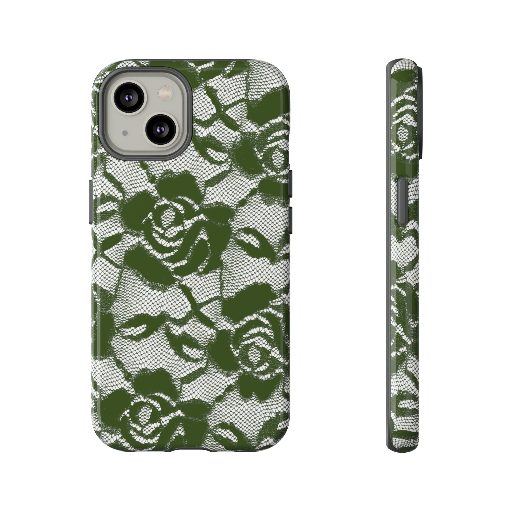 Green Lace Gothic Flower - Protective Phone Case