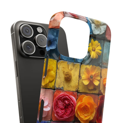 Vibrant Floral Tiles - Slim iPhone 16 Phone Case