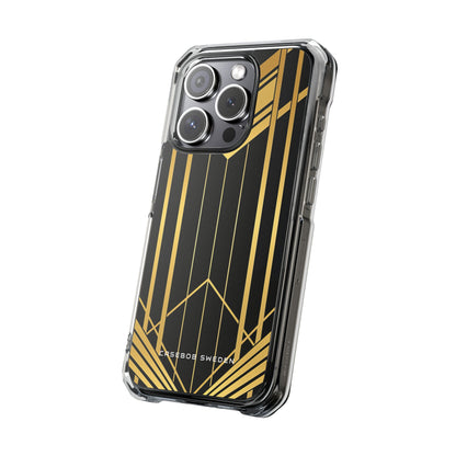 "Golden Art Deco Symmetry in Geometric Elegance" iPhone 15 - Clear Impact Phone Case