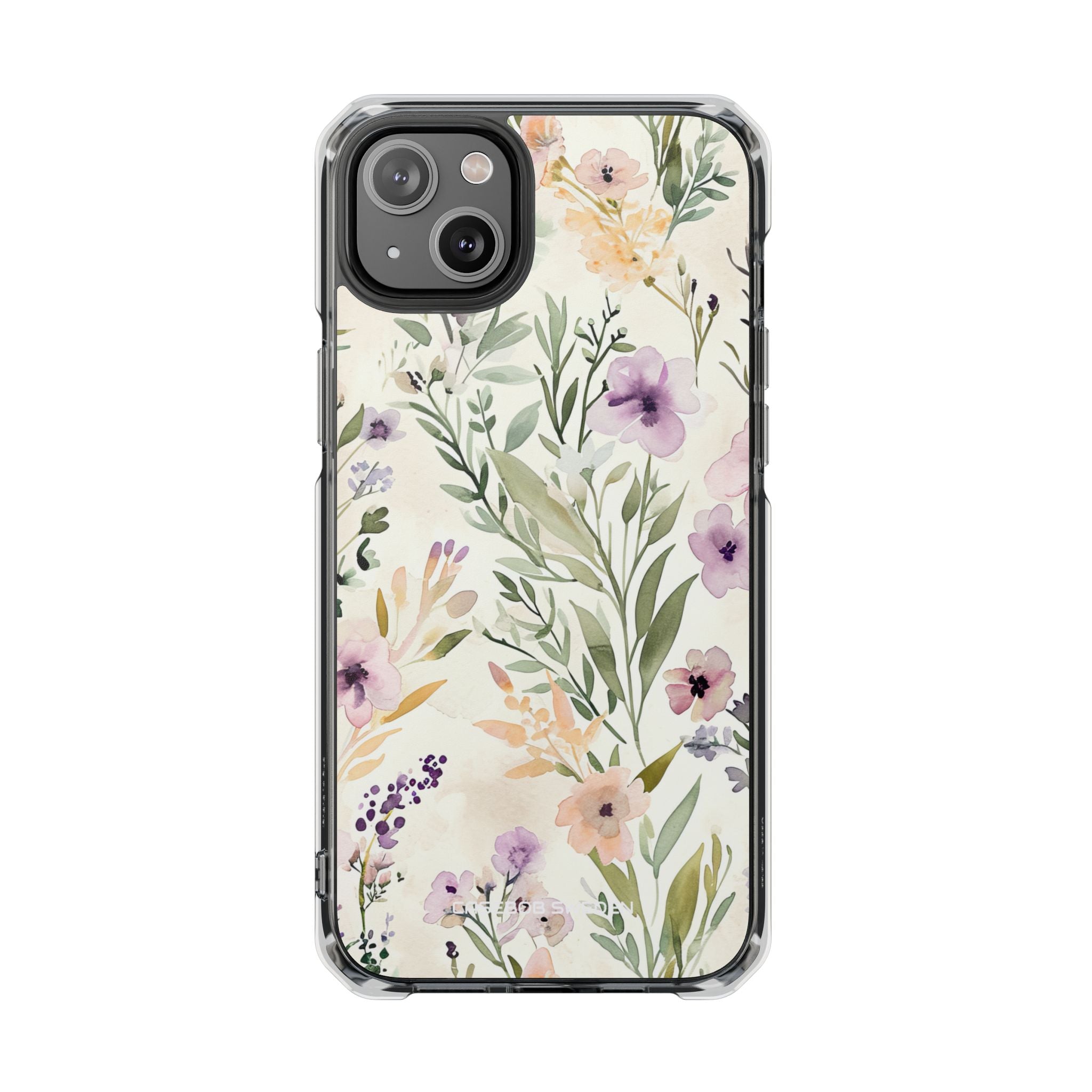 Soft Green Lavender Floral Pattern - Clear Impact iPhone 14 Phone Case