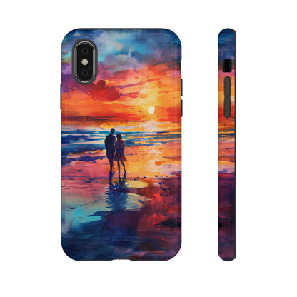 Beach Sunset Love Silhouettes - Protective Phone Case