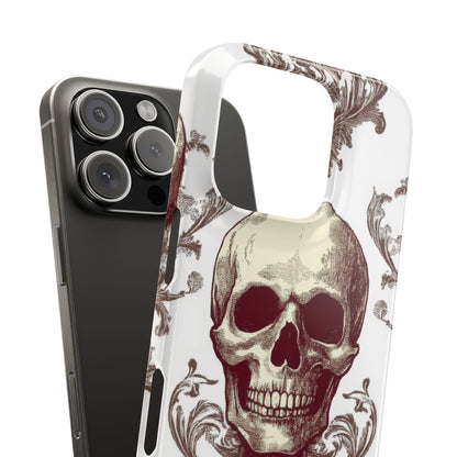 Gothic Skulls and Ornate Foliage iPhone 16 - Slim Phone Case