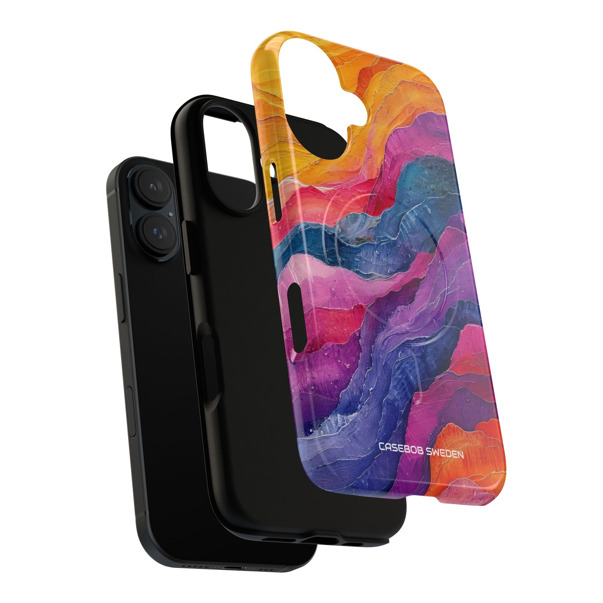 Vibrant Abstract Waves - Tough + MagSafe® iPhone 16 Phone Case