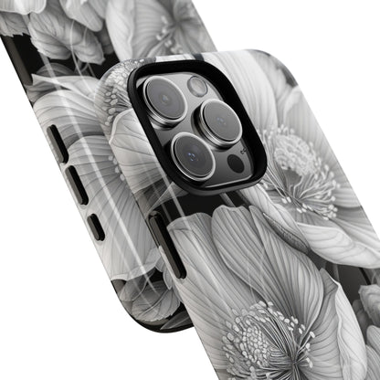 Monochrome Petal Dance iPhone 16 - Tough+