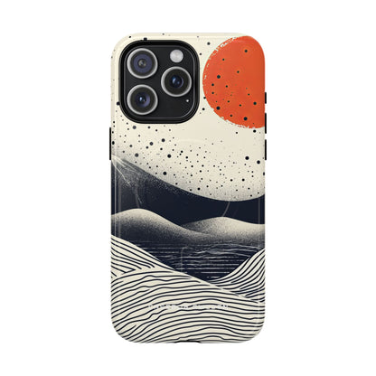 Red Sun Over Flowing Horizons iPhone 15 | Tough+ Phone Case