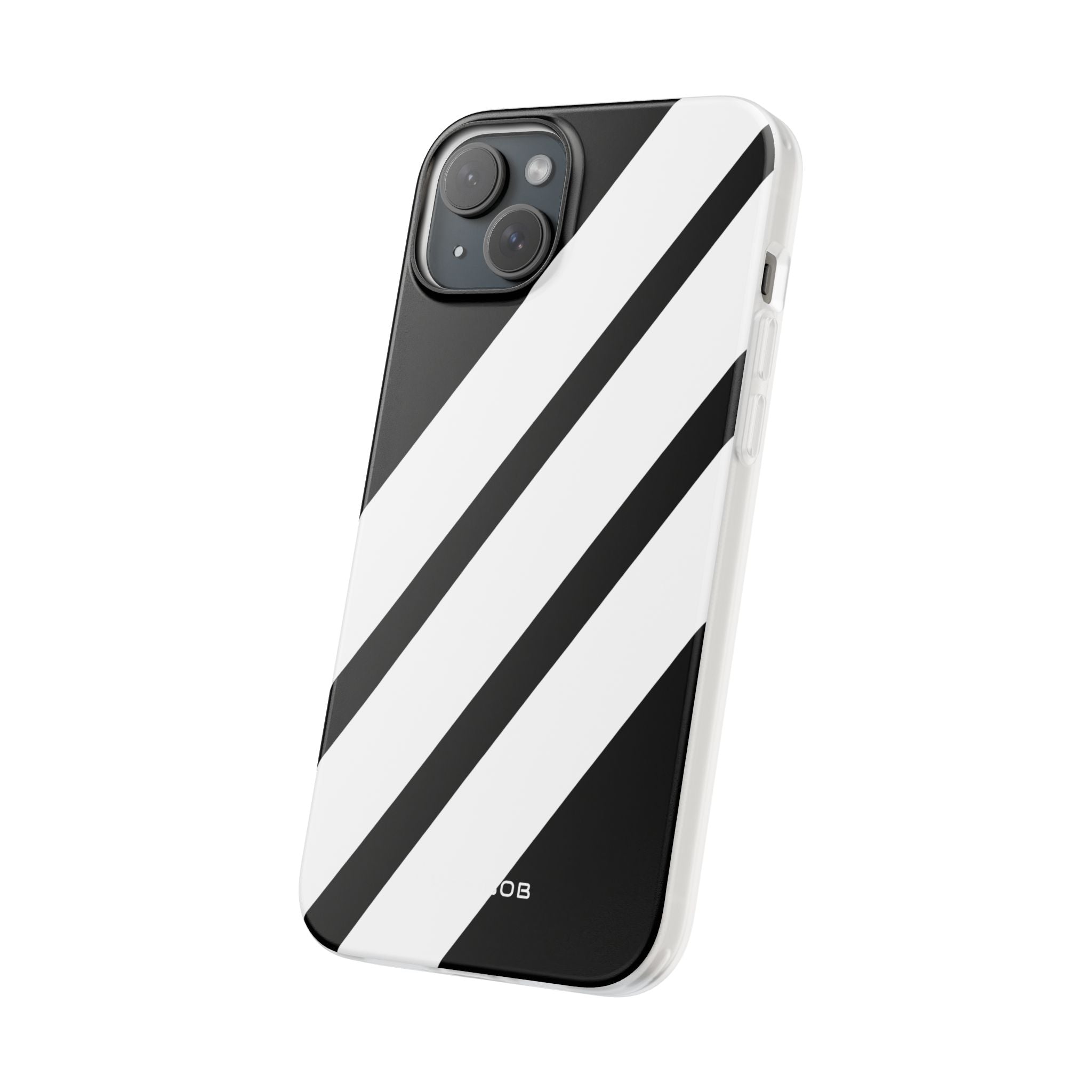 Diagonal Bands Noir iPhone 15 Plus Case - Soft