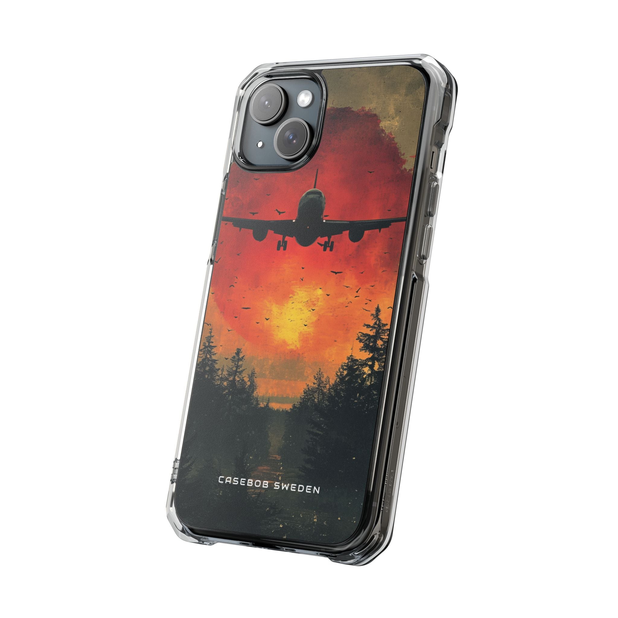 Vintage Sunset Airplane Silhouette iPhone 15 - Clear Impact Phone Case