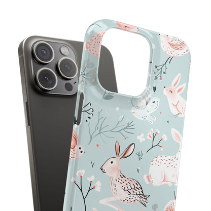 Whimsical Bunny Blossom - Slim iPhone 15 Phone Case