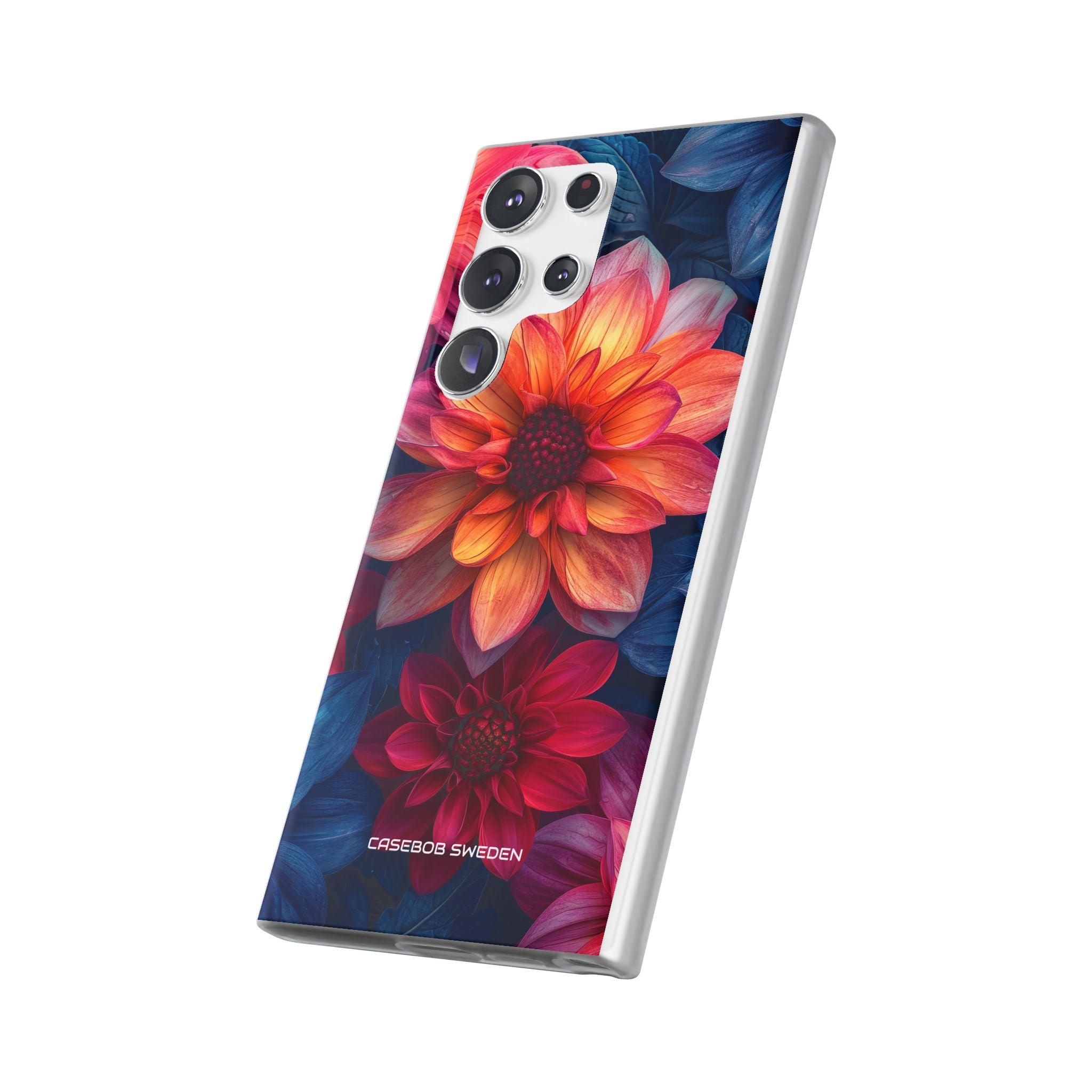 Floral Harmony Orange Blue - Flexi Samsung S23 Phone Case