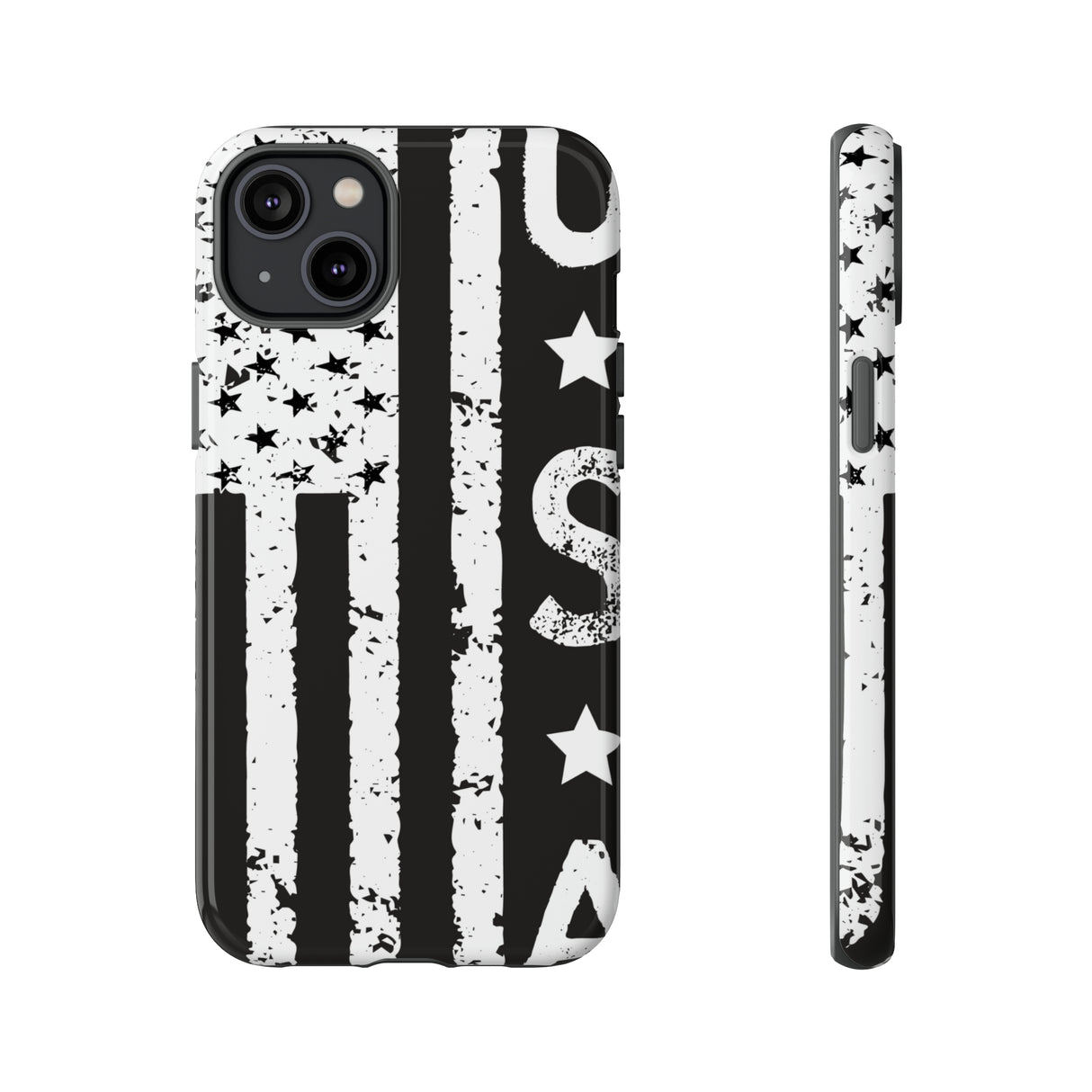 Black n White U.S Flag - Protective Phone Case