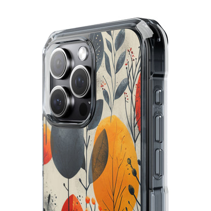 Modern Autumn Leaf Pattern - Clear Impact iPhone 15 Phone Case