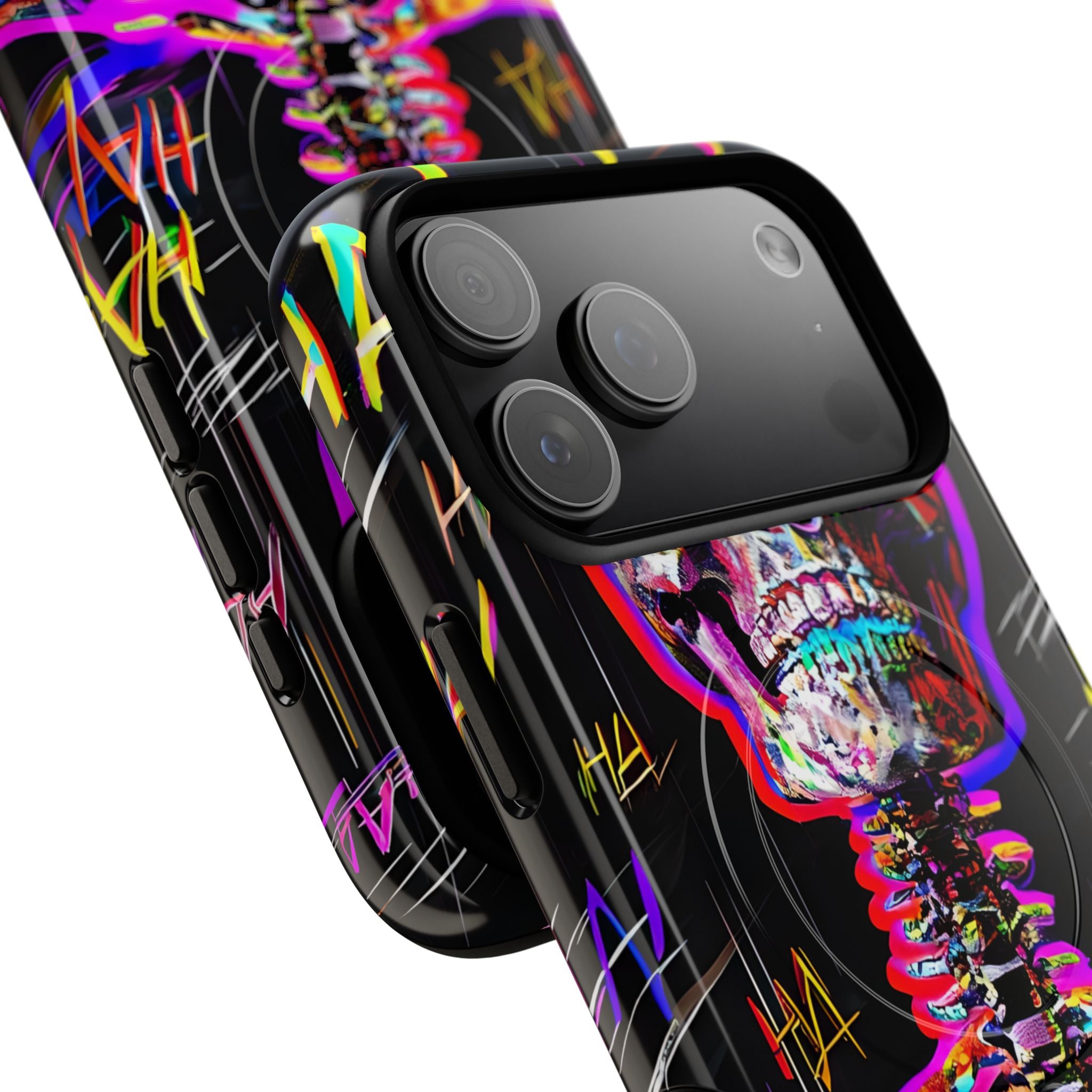 Neon Skeleton Laugh iPhone 17 Pro Max Case - Tough+