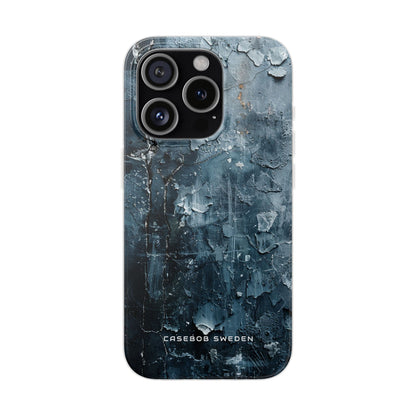 Weathered Blue Tapestry with Cracked Layers iPhone 15 - Flexi Phone Case