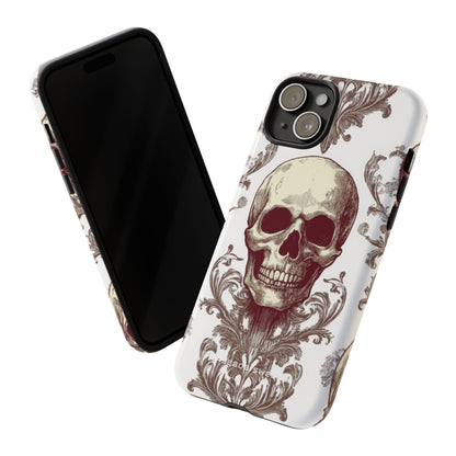 Gothic Skulls and Ornate Foliage iPhone 15 - Tough Phone Case