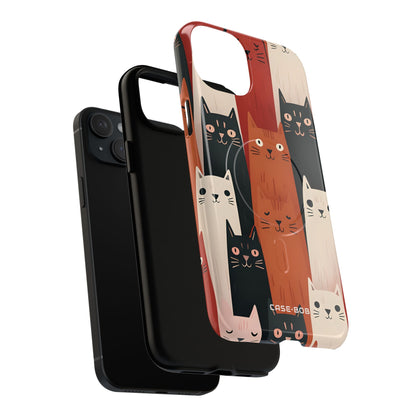 Elongated Cats Black iPhone 15 Plus Case - Tough+