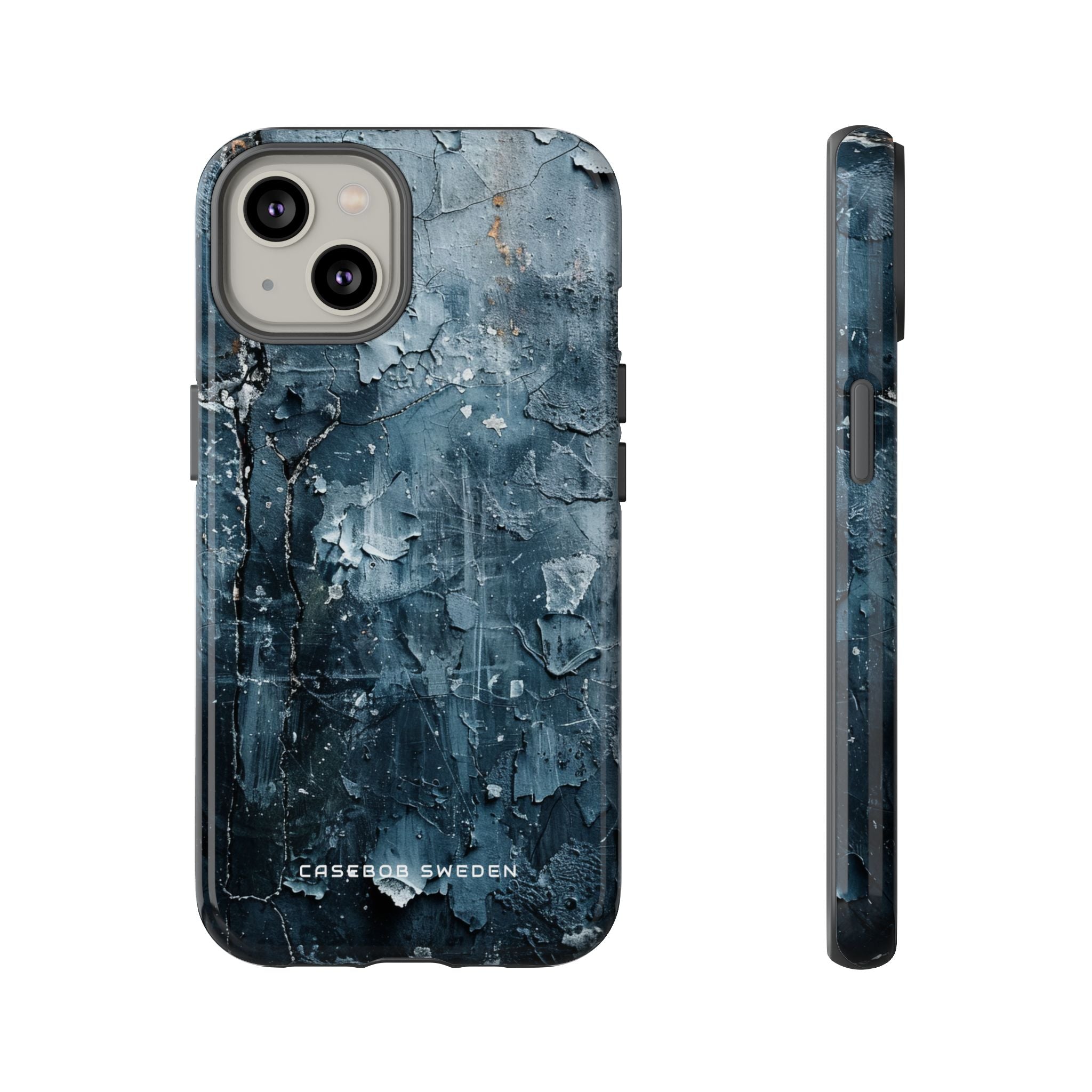 Weathered Blue Tapestry with Cracked Layers iPhone 14 - Tough Phone Case